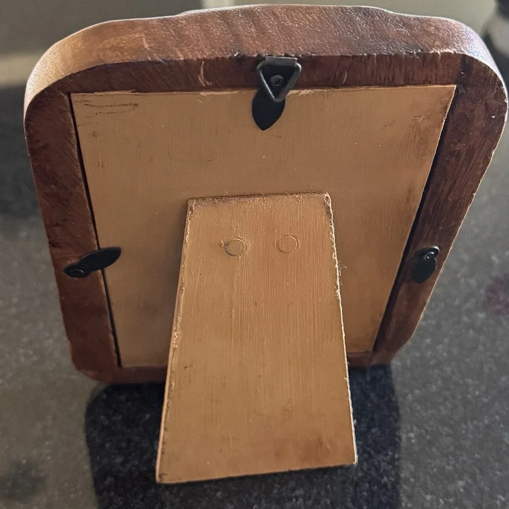 Wood Hand carved 3-D Cat Photo‎ Frame Two Cat
